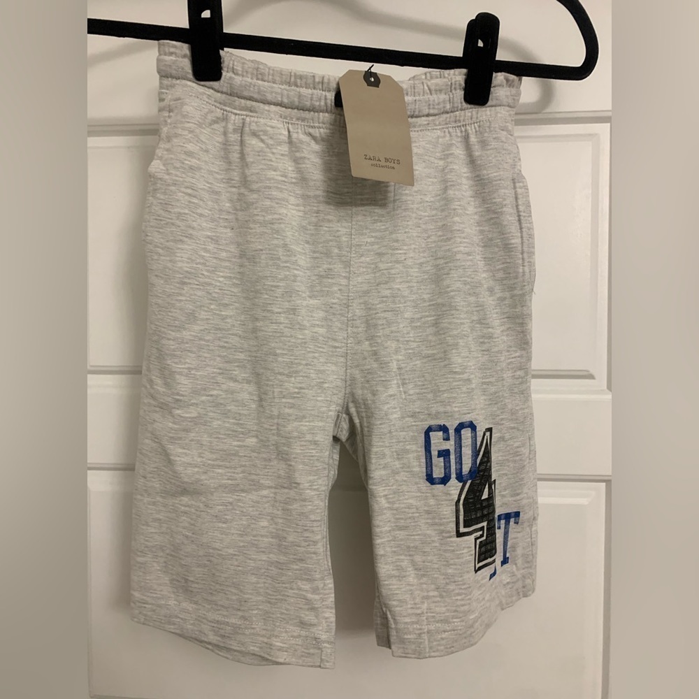 NWT ZARA Boys Kids Gray Blue Go 4 It‎ Athletic Lounge Active Shorts 11-12 (A8)